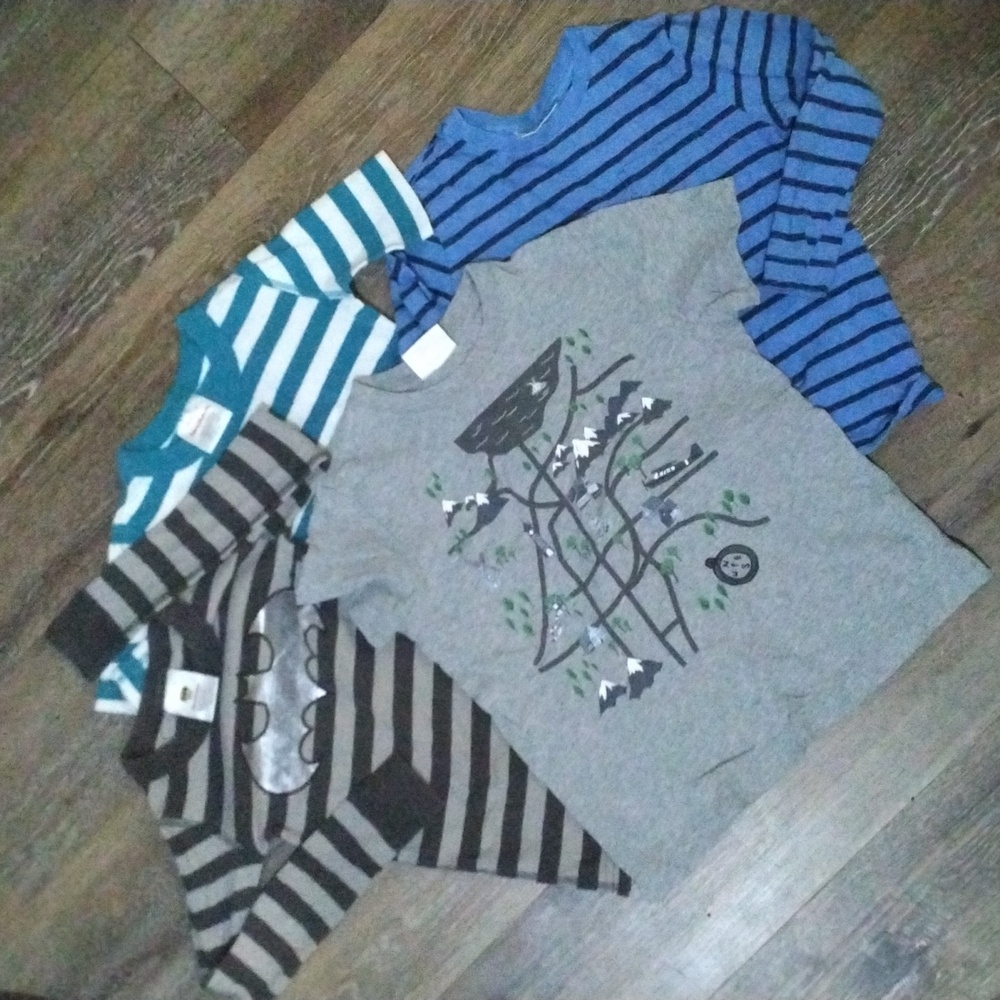 EUC: HANNA ANDERSSON; (4) PC. BOYS SHORT & LONG SLEEVE ORGAN COTTON SHIRT BUNDLE